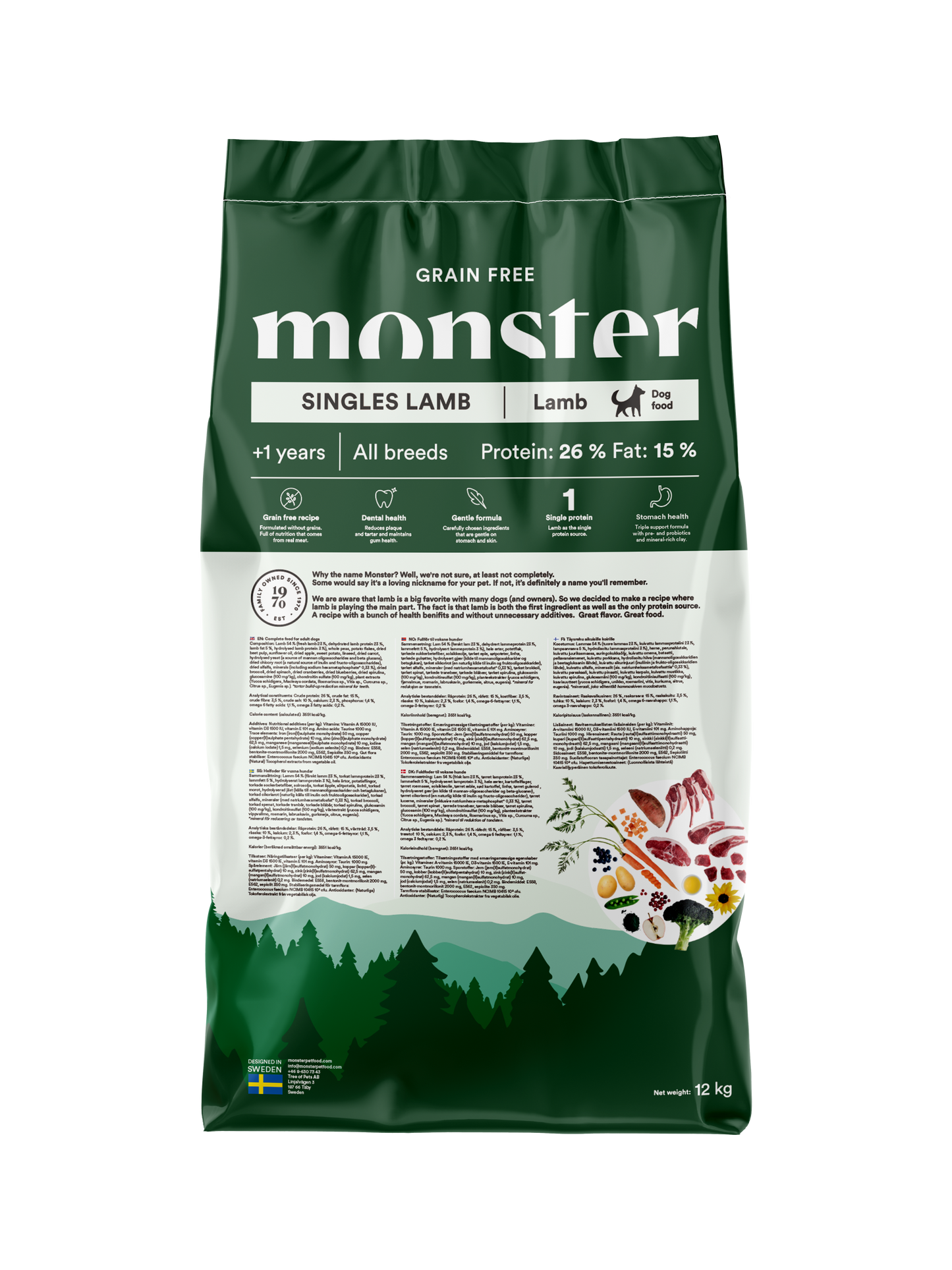 Monster Dog Grain Free Singles Lamb